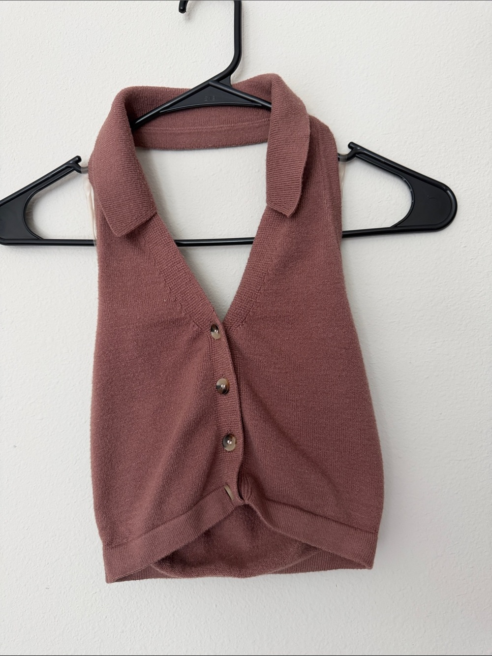 RSQ Solid Johnny Collar Womens Halter Sweater Rusty Rose